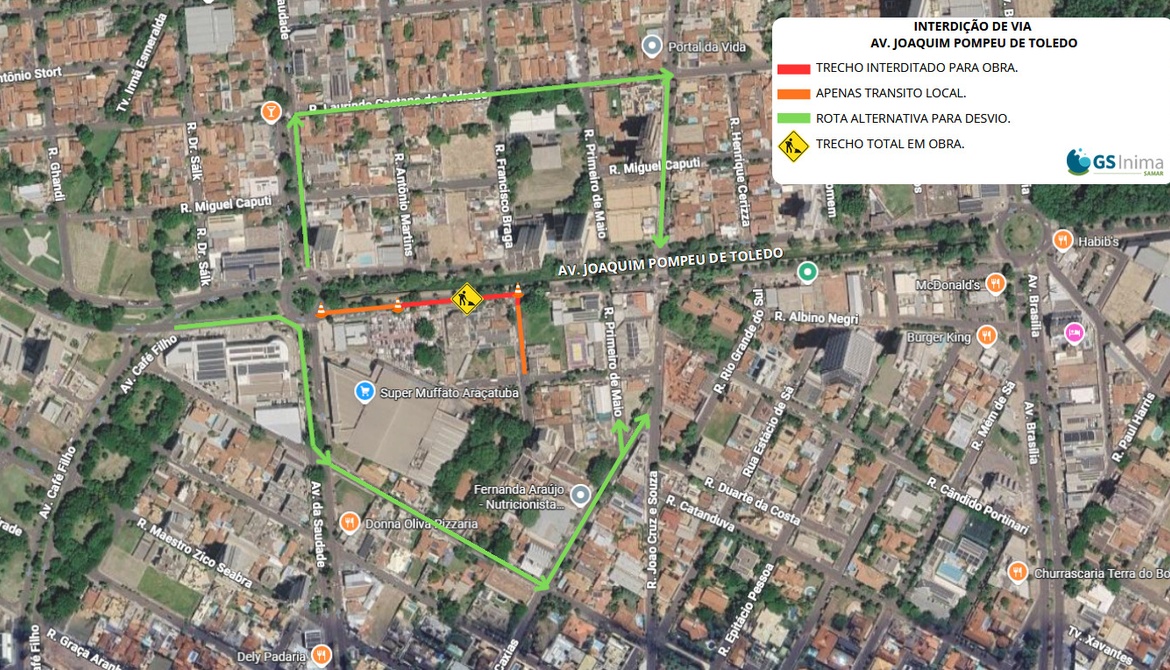 Comunicado de Interdição de Via – Avenida Pompeu de Toledo