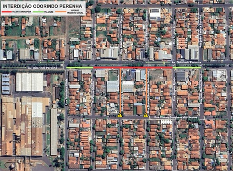 Comunicado de interdição de novo trecho da Avenida Odorindo Perenha
