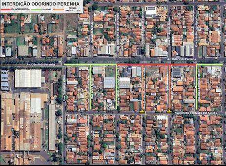 Comunicado de interdição de novo trecho da Avenida Odorindo Perenha